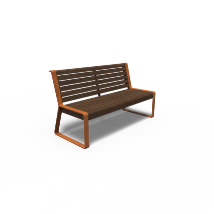 Cortenstaal Bank met Rugleuning 150 x 65 x 85 cm - Bamboe