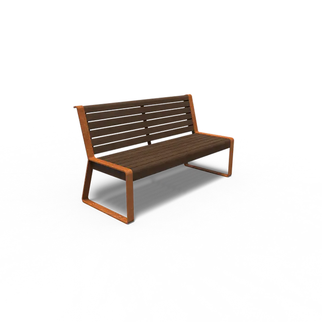 Corten stålbænk med ryglæn 150 x 65 x 85 cm - Bambus