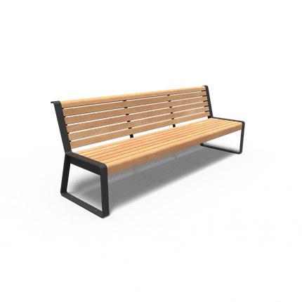 Havebænk i belagt stål med ryglæn 230x65x85 cm - Garapa Hardwood
