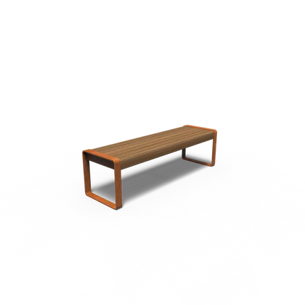 Banco de acero Corten de 150 x 44 x 43 cm - Madera Kebony
