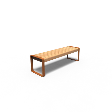 Corten stålbænk 150 x 44 x 43 cm - Garapa hårdttræ