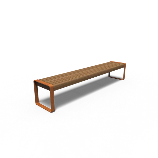 Cortenstaal Bank 230 x 44 x 43 cm - Kebony Hout