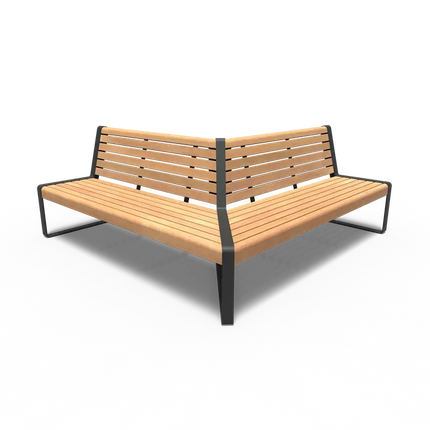 Straatmeubilair - Gecoat Staal Bank 2000 x 2000 x 850 mm - Parkmeubilair - Garapa Hardhout
