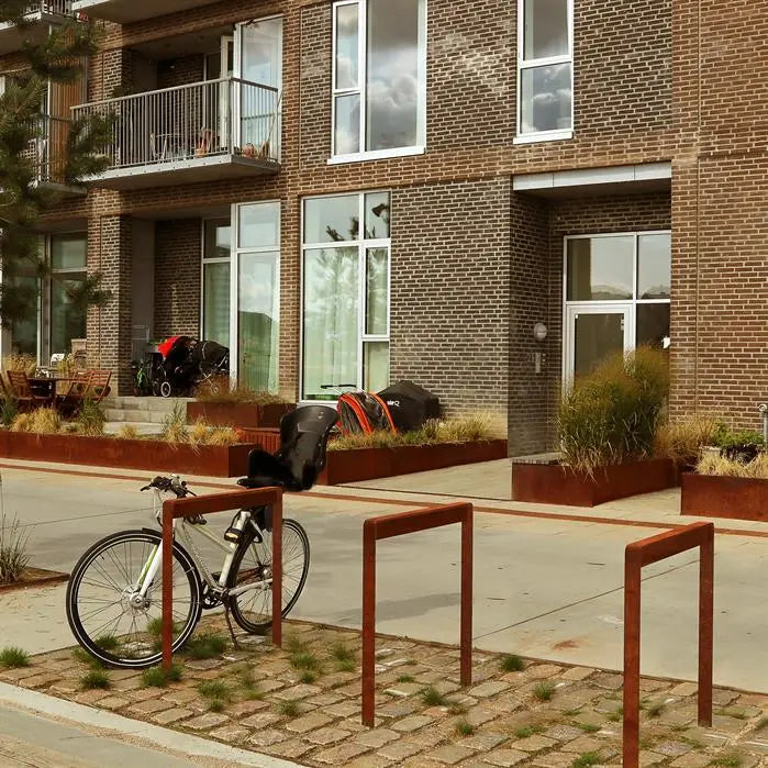 Cortenstaal Fietsaanleunbeugel 740 x 150 x 1056 mm - Fietsnietje