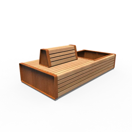 Corten Steel Planter with Bench 2300 x 1100 x 765 mm