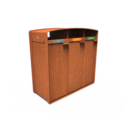 Poubelle en acier Corten 1195 x 550 x 1150 mm