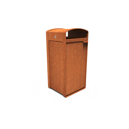 Poubelle en acier Corten 545 x 550 x 1150 mm