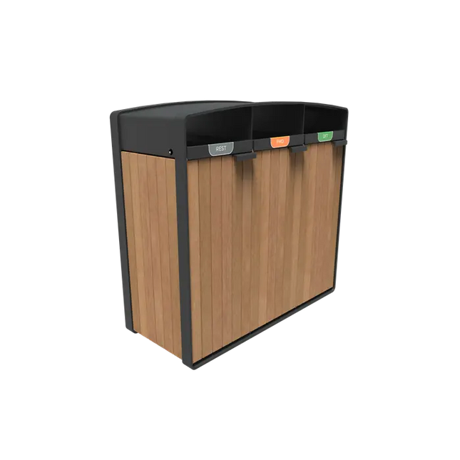 Papelera de acero revestido 1195 x 550 x 1150 mm - Madera dura de garapa