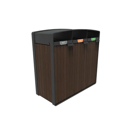 Poubelle en acier revêtu 1195 x 550 x 1150 mm - Bambou
