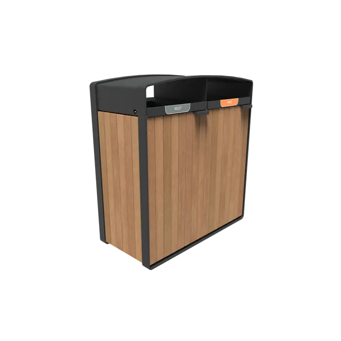 Afvalbak Gecoat Staal 1065 x 550 x 1150 mm - Garapa Hardhout