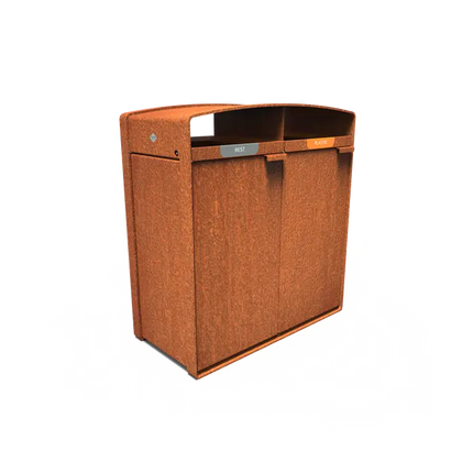 Poubelle en acier Corten 1065 x 550 x 1150 mm