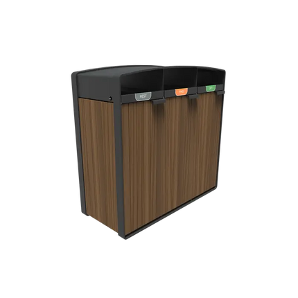 Poubelle en acier revêtu 1065 x 550 x 1150 mm - Kebony
