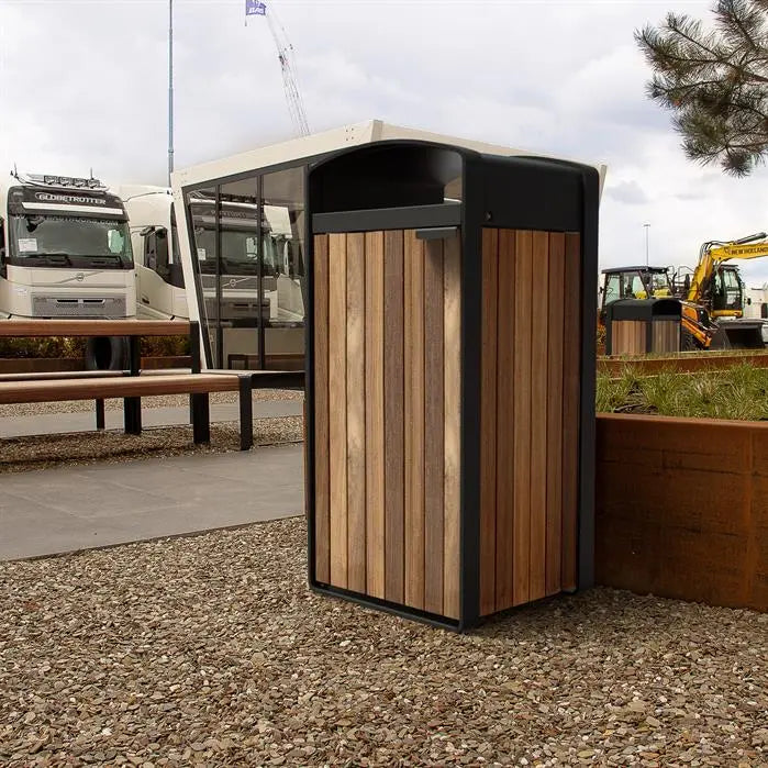 Cortenstaal Afvalbak 1065 x 550 x 1150 mm - Bamboe