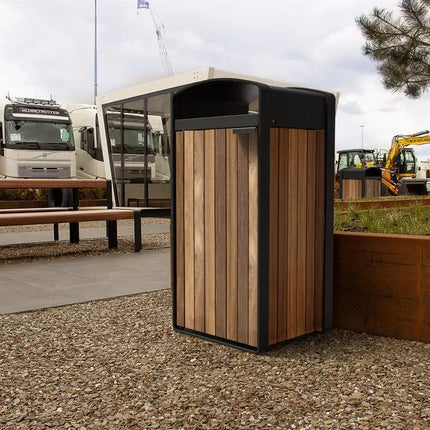 Poubelle en acier revêtu 1065 x 550 x 1150 mm - Bambou