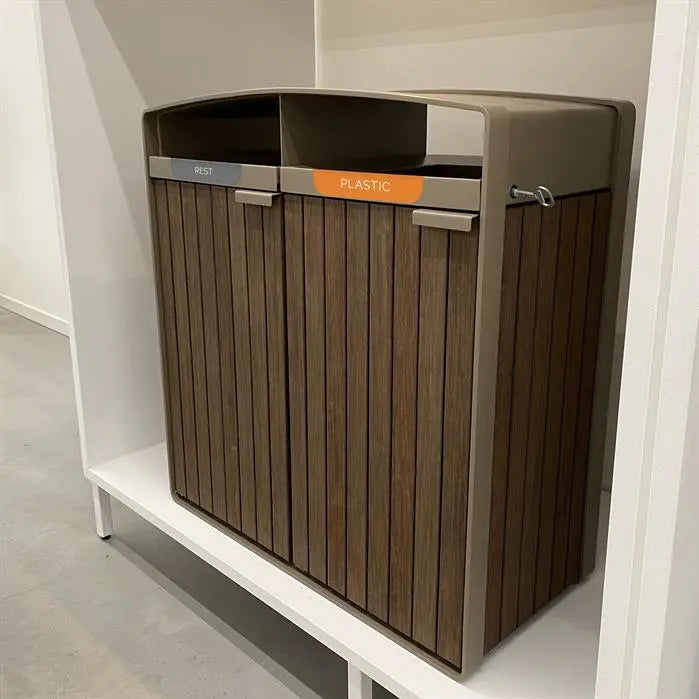 Cortenstaal Afvalbak 1065 x 550 x 1150 mm - Bamboe
