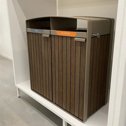 Poubelle en acier revêtu 1065 x 550 x 1150 mm - Bambou