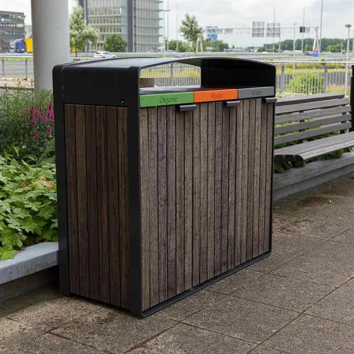 Afvalbak Gecoat Staal 1195 x 550 x 1150 mm - Bamboe