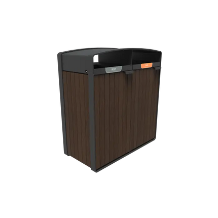 Poubelle en acier revêtu 1065 x 550 x 1150 mm - Bambou