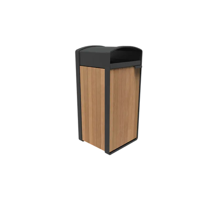 Poubelle en acier revêtu 545 x 550 x 1150 mm - Bois dur Garapa