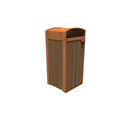 Poubelle en acier Corten 545 x 550 x 1150 mm - Kebony