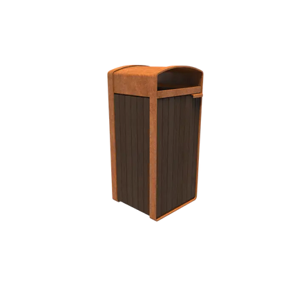 Poubelle en acier Corten 545 x 550 x 1150 mm - Bambou