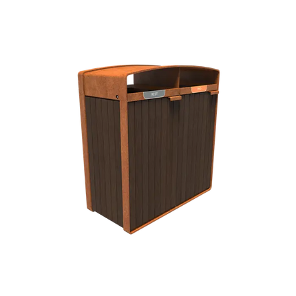 Poubelle en acier Corten 1065 x 550 x 1150 mm - Bambou