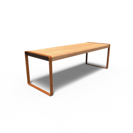 Table en acier Corten 230 x 79 x 75 cm - Bois dur Garapa - Table de jardin