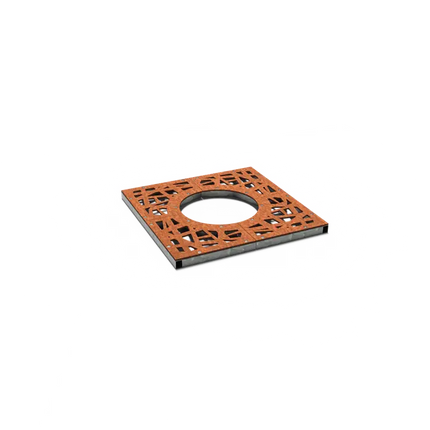 Kratka na drzewo ze stali corten, kwadratowa, 980 x 980 x 10 mm