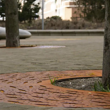 Grille d'arbre ronde en acier Corten 1490 x 10 mm