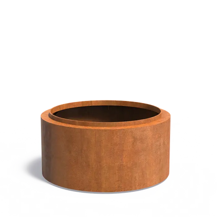 Jardinière ronde en acier Corten 120 x 60 cm - Avec bordure