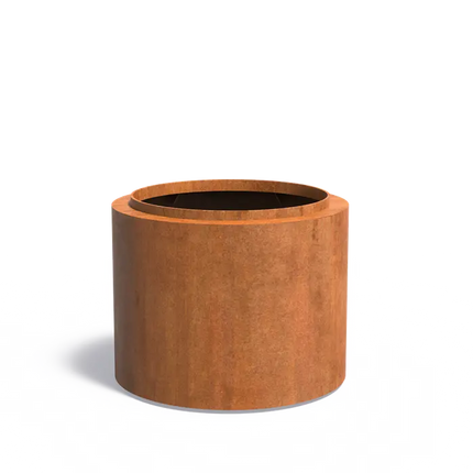 Jardinière ronde en acier Corten 100 x 80 cm - Avec bordure