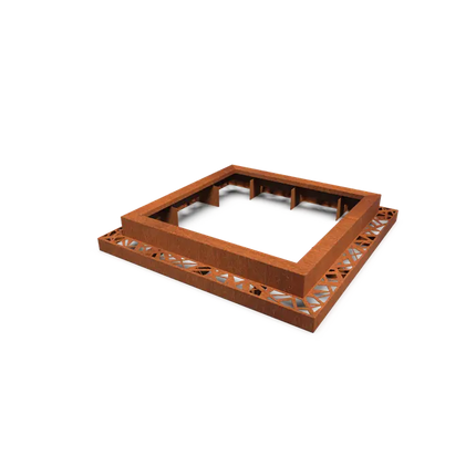 Miroir carré en acier Corten en forme d'arbre 1660x1660x250 mm (1200 mm)