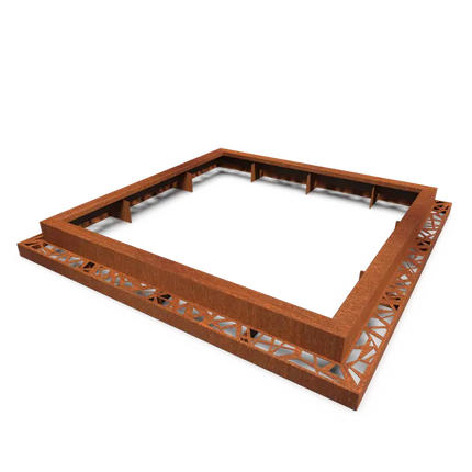 Miroir carré en acier Corten en forme d'arbre 2410x2410x250mm (1950mm)