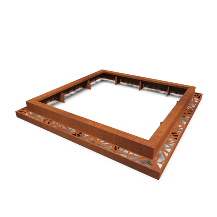 Miroir carré en acier Corten en forme d'arbre 2260x2260x250 mm (1800 mm)