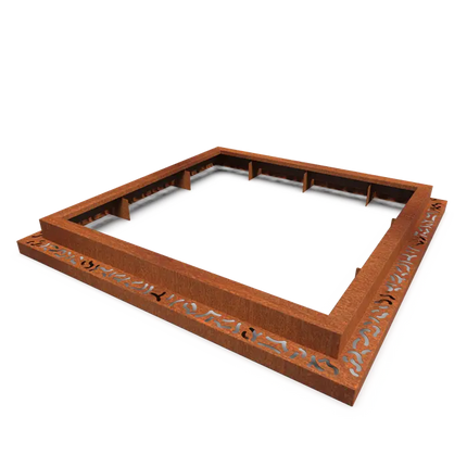 Miroir carré en acier Corten en forme d'arbre 2410x2410x250mm (1950mm)