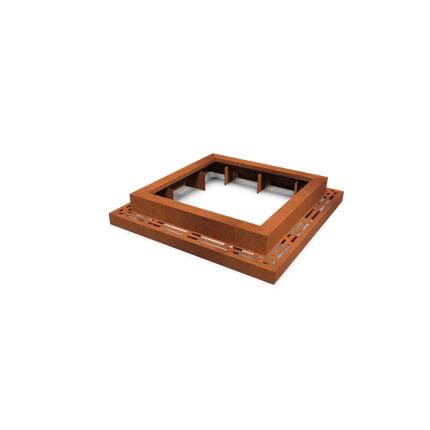 Miroir carré en acier Corten en forme d'arbre 1440x1440x250 mm (980 mm)