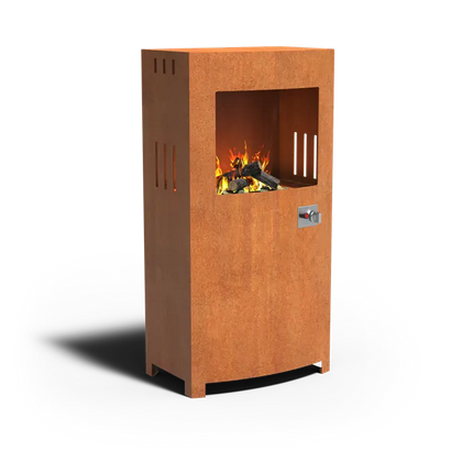 Cheminée extérieure - Poêle d'extérieur en acier Corten 70 x 46 x 140 cm