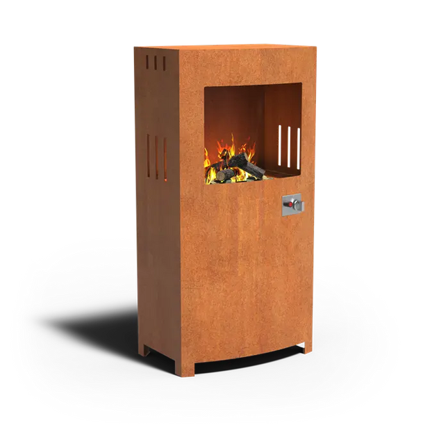 Chimenea de exterior - Estufa de exterior de acero Corten de 70 x 46 x 140 cm
