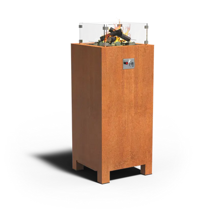 Foyer extérieur - Poêle d'extérieur en acier Corten 55 x 55 x 120 cm