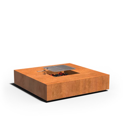 Vuurtafel Cortenstaal met Grillrooster 120 x 120 x 28 cm