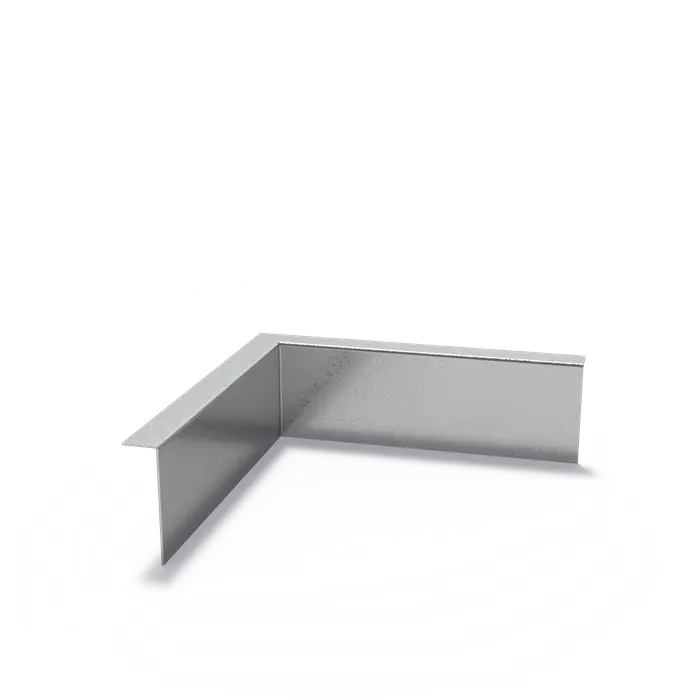 Stålkant skrå hjørne med fastgjort topkant 300 x 2 x 100 mm - Indvendig bøjning
