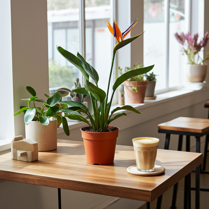 Strelitzia Reginae (met Kunstbloem) - ↕35cm - Ø13cm