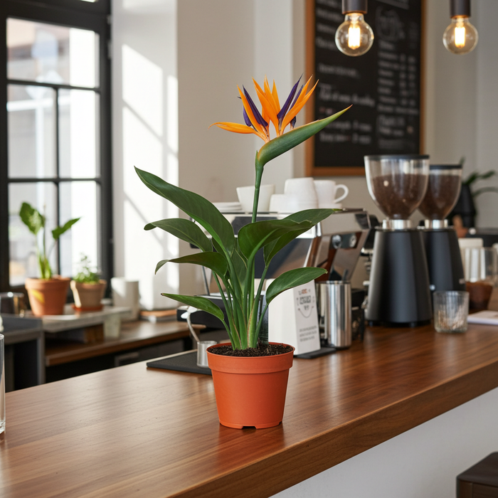 Strelitzia Reginae (met Kunstbloem) - ↕35cm - Ø13cm