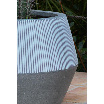 Pottery Pots Harley Low L, White Stripe Ø38 cm