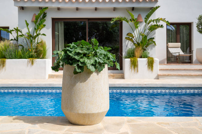 Pottery Pots Harith High S, Travertine Beige Ø23 cm