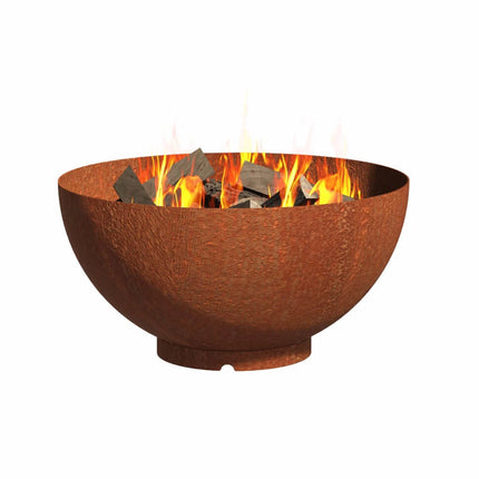 Pot de fleurs rond en acier Corten 80 x 41 cm - Avec socle