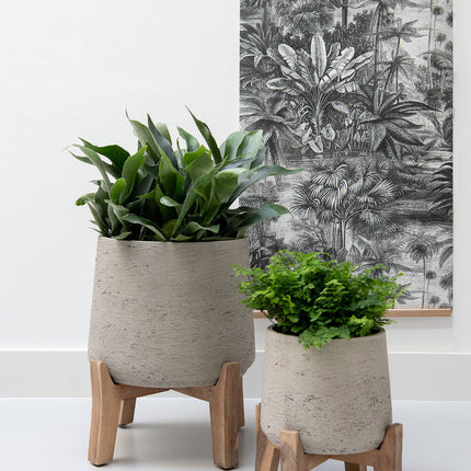 Pottery Pots Patt XXL (Feet low), Grey Washed Ø28,6cm