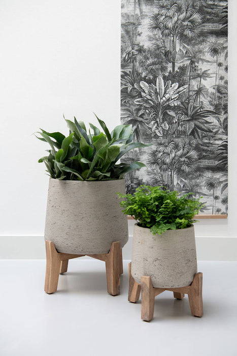 Pottery Pots Patt XXL (Feet low), Grey Washed Ø28,6 cm