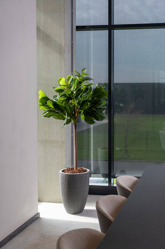 Pottery Pots Ben L, Dark Grey Ø34 cm (verticaal geribbeld)
