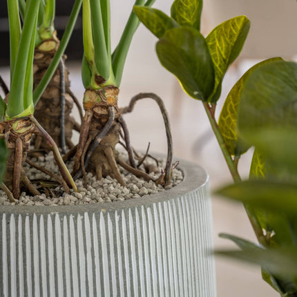 Pottery Pots Perry L, White Stripe Ø39 cm